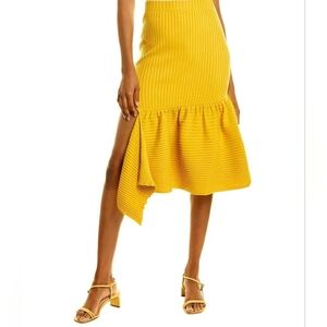 AMUR Isolde Asymmetrical Rib Knit Mustard Skirt